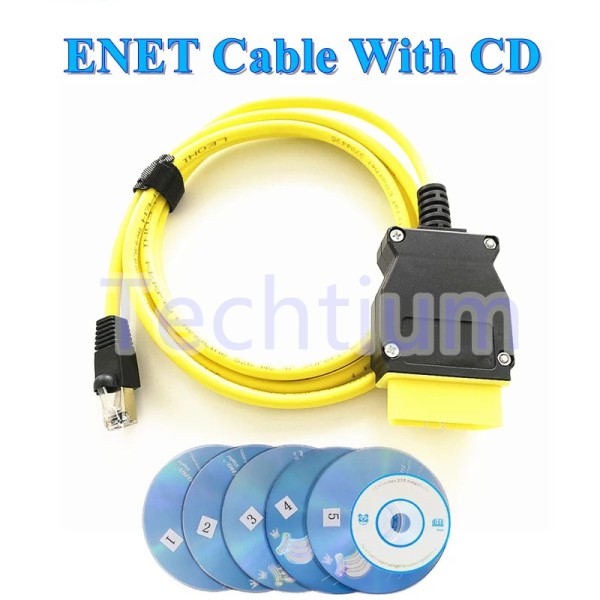 with CD Yellow color ENET ICOM (Ethernet to OBD) Interface Cable Coding For BMW F-Series